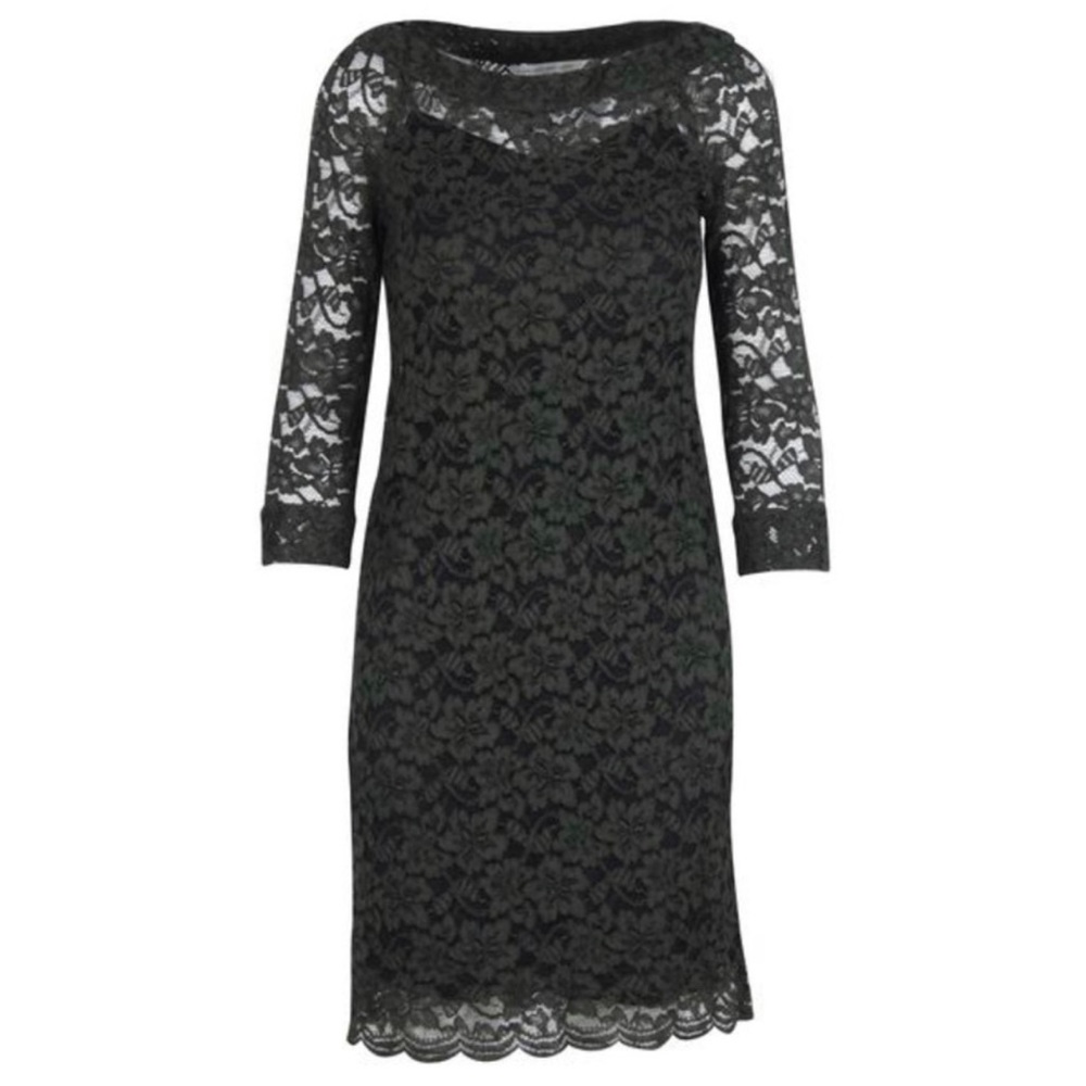 Diane Von Furstenberg Black Lace Dress with Slip